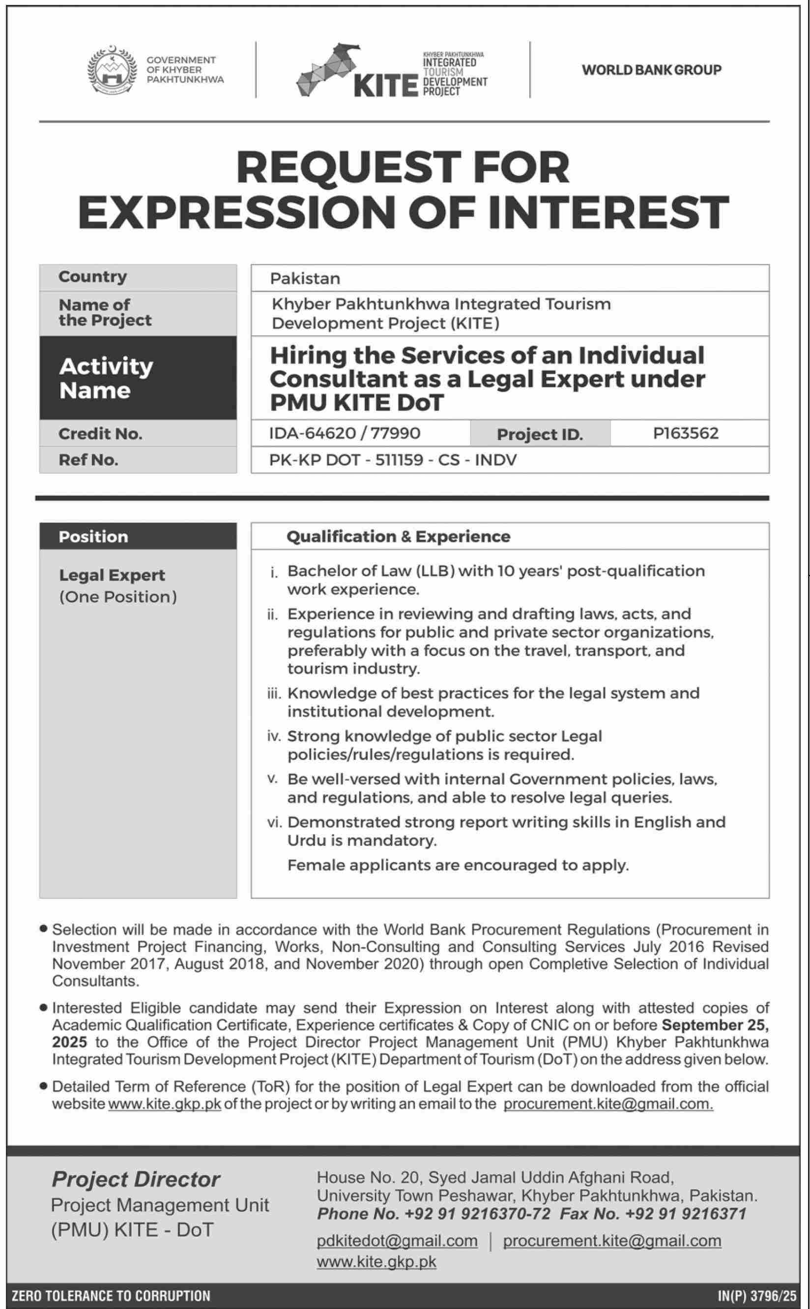 Jobs in Project Management Unit KPK